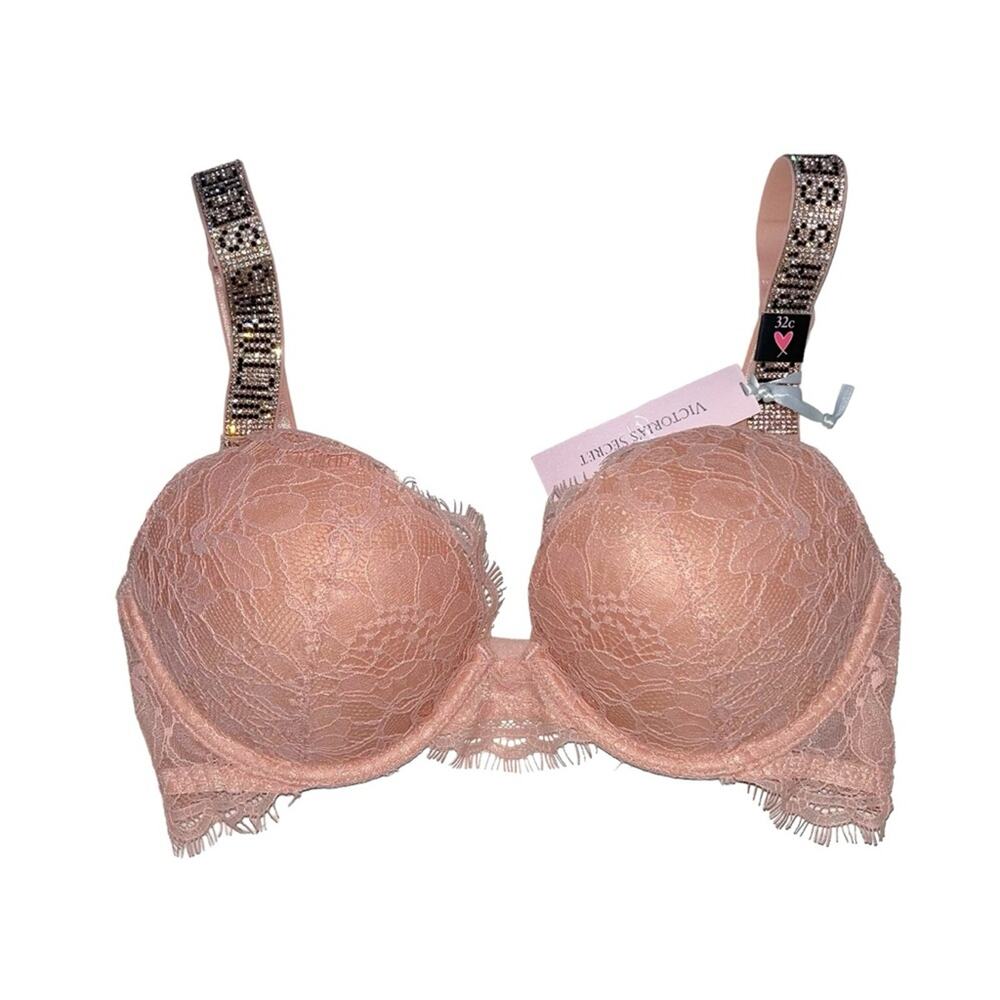 Victoria's Secret Very Sexy Shine Strap Lace Push-Up Bra Cameo Ombre Size 32C
